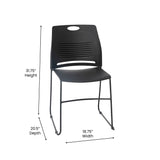 English Elm Commercial Grade Commercial Grade 660 lb. Capacity Plastic Stack Chair with Powder Coated Sled Base Frame and Integrated Carrying Handle