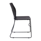 English Elm Commercial Grade Commercial Grade 660 lb. Capacity Plastic Stack Chair with Powder Coated Sled Base Frame and Integrated Carrying Handle