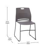 English Elm Commercial Grade Commercial Grade 660 lb. Capacity Plastic Stack Chair with Black Powder Coated Sled Base Frame and Integrated Carrying Handle