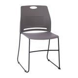 English Elm Commercial Grade Commercial Grade 660 lb. Capacity Plastic Stack Chair with Black Powder Coated Sled Base Frame and Integrated Carrying Handle