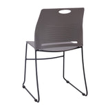 English Elm Commercial Grade Commercial Grade 660 lb. Capacity Plastic Stack Chair with Black Powder Coated Sled Base Frame and Integrated Carrying Handle