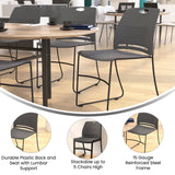 English Elm Commercial Grade Commercial Grade 660 lb. Capacity Plastic Stack Chair with Black Powder Coated Sled Base Frame and Integrated Carrying Handle