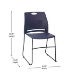 English Elm Commercial Grade Commercial Grade 660 lb. Capacity Plastic Stack Chair with Black Powder Coated Sled Base Frame and Integrated Carrying Handle