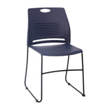 English Elm Commercial Grade Commercial Grade 660 lb. Capacity Plastic Stack Chair with Black Powder Coated Sled Base Frame and Integrated Carrying Handle