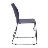 English Elm Commercial Grade Commercial Grade 660 lb. Capacity Plastic Stack Chair with Black Powder Coated Sled Base Frame and Integrated Carrying Handle