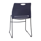 English Elm Commercial Grade Commercial Grade 660 lb. Capacity Plastic Stack Chair with Black Powder Coated Sled Base Frame and Integrated Carrying Handle