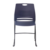 English Elm Commercial Grade Commercial Grade 660 lb. Capacity Plastic Stack Chair with Black Powder Coated Sled Base Frame and Integrated Carrying Handle