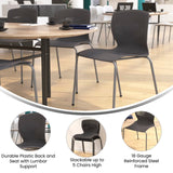 English Elm Commercial Grade Commercial Grade 770 lb. Capacity Ergonomic Stack Chair with Lumbar Support and Silver Steel Frame -