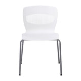 English Elm Commercial Grade Commercial Grade 770 lb. Capacity Ergonomic Stack Chair with Lumbar Support and Silver Steel Frame -