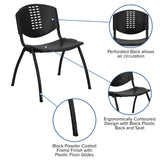 English Elm Commercial Grade Series 880 lb. Capacity Plastic Stack Chair with Oval Cutout Back and Frame