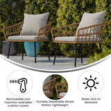 English Elm Evin - Set of 2 Boho Indoor/Outdoor Rope Rattan Wicker Patio Chairs with All-Weather Cushions, Natural