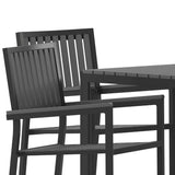 English Elm Commercial Grade 5 Piece Commercial Indoor/Outdoor Table and Chairs with Poly Resin Slatted Backs and Seats