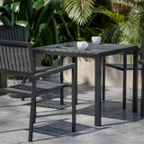 English Elm Commercial Grade 5 Piece Commercial Indoor/Outdoor Table and Chairs with Poly Resin Slatted Backs and Seats