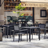 English Elm Commercial Grade 5 Piece Commercial Indoor/Outdoor Table and Chairs with Poly Resin Slatted Backs and Seats