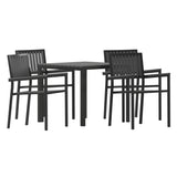 English Elm Commercial Grade 5 Piece Commercial Indoor/Outdoor Table and Chairs with Poly Resin Slatted Backs and Seats