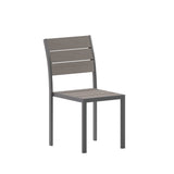 English Elm Commercial Grade Commercial Grade Armless Patio Chair, Stackable Side Chair with Faux Teak Poly Slats and Metal Frame, /