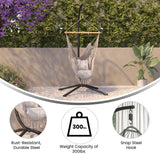 English Elm Heavy Duty Commercial Grade All-Weather Hanging Hammock Chair C-Stand with Steel Offset Base and Hardware, 360 Degree Rotation,