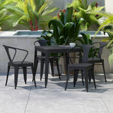 Commercial Grade Commercial 5 Piece Indoor-Outdoor Table and Chairs, 31.5