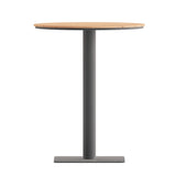 English Elm Commercial Grade Commercial Grade Round 24" Table with Faux Teak Poly Slats and Steel Frame, /Gray