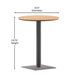 English Elm Commercial Grade Commercial Grade Round 24" Table with Faux Teak Poly Slats and Steel Frame, /Gray