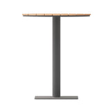 English Elm Commercial Grade Commercial Grade Round 24" Table with Faux Teak Poly Slats and Steel Frame, /Gray