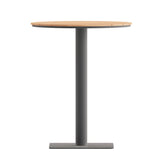 English Elm Commercial Grade Commercial Grade Round 24" Table with Faux Teak Poly Slats and Steel Frame, /Gray