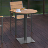 English Elm Commercial Grade Commercial Grade Round 24" Table with Faux Teak Poly Slats and Steel Frame, /Gray