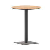 English Elm Commercial Grade Commercial Grade Round 24" Table with Faux Teak Poly Slats and Steel Frame, /Gray