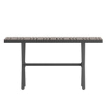 English Elm Commercial Grade Commercial Grade X-Frame Outdoor Dining Table 59" x 35.5" with Faux Teak Poly Slats and Metal Frame, /