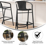 English Elm Commercial Grade Commercial Grade Indoor-Outdoor PE Rattan Restaurant Barstool with Aluminum Frame and Footrest