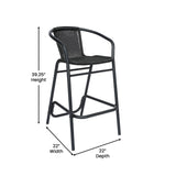 English Elm Commercial Grade Commercial Grade Indoor-Outdoor PE Rattan Restaurant Barstool with Aluminum Frame and Footrest