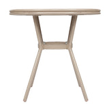 English Elm Commercial Grade Indoor/Outdoor Commercial French Bistro 31.5" Table, /White Textilene, Glass Top, Bamboo Print Aluminum Frame in Light Natural