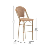 English Elm Commercial Grade Stackable Indoor/Outdoor French Bistro 30" High Barstool, Commercial Grade, /White and Light Finish