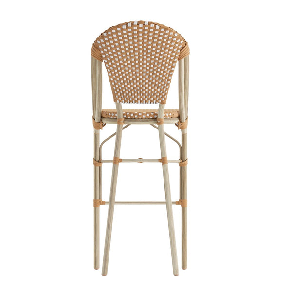 English Elm Commercial Grade - Set of 2 Stackable Indoor/Outdoor French Bistro 30" High Bar Stools, Commercial Grade, /White and Light Finish