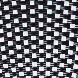 English Elm Commercial Grade Indoor/Outdoor Commercial Thonet French Bistro Stacking Chair with Arms, and White PE Rattan and Bamboo Print Aluminum Frame