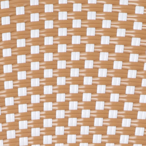 English Elm Commercial Grade Indoor/Outdoor Commercial Thonet French Bistro Stacking Chair, Natural/ PE Rattan and Bamboo Print Aluminum Frame in Light Natural