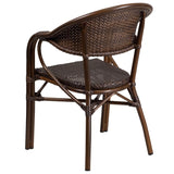 English Elm Commercial Grade Milano Series Cocoa Rattan Restaurant Patio Chair with Bamboo-Aluminum Frame