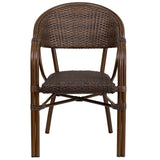 English Elm Commercial Grade Milano Series Cocoa Rattan Restaurant Patio Chair with Bamboo-Aluminum Frame