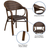 English Elm Commercial Grade Milano Series Cocoa Rattan Restaurant Patio Chair with Bamboo-Aluminum Frame