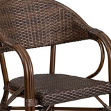 English Elm Commercial Grade Milano Series Cocoa Rattan Restaurant Patio Chair with Bamboo-Aluminum Frame