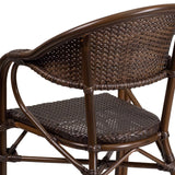 English Elm Commercial Grade Milano Series Cocoa Rattan Restaurant Patio Chair with Bamboo-Aluminum Frame