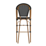 English Elm Commercial Grade Stackable Indoor/Outdoor French Bistro 30" High Barstool, Commercial Grade, and Bamboo Finish