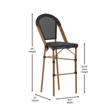 English Elm Commercial Grade Stackable Indoor/Outdoor French Bistro 30" High Barstool, Commercial Grade, and Bamboo Finish