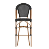 English Elm Commercial Grade Stackable Indoor/Outdoor French Bistro 30" High Barstool, Commercial Grade, and Bamboo Finish