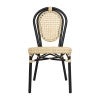 English Elm Commercial Grade Indoor/Outdoor Commercial Thonet French Bistro Stacking Chair, Natural PE Cane Rattan and Aluminum Frame