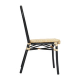 English Elm Commercial Grade Indoor/Outdoor Commercial Thonet French Bistro Stacking Chair, Natural PE Cane Rattan and Aluminum Frame