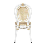 English Elm Commercial Grade Indoor/Outdoor Commercial Thonet French Bistro Stacking Chair, Natural PE Cane Rattan and Aluminum Frame