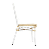 English Elm Commercial Grade Indoor/Outdoor Commercial Thonet French Bistro Stacking Chair, Natural PE Cane Rattan and Aluminum Frame