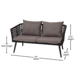 English Elm Commercial Grade All-Weather 4-Piece Woven Conversation Set with Gray Zippered Removable Cushions & Metal Coffee Table