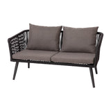 English Elm Commercial Grade All-Weather 4-Piece Woven Conversation Set with Gray Zippered Removable Cushions & Metal Coffee Table